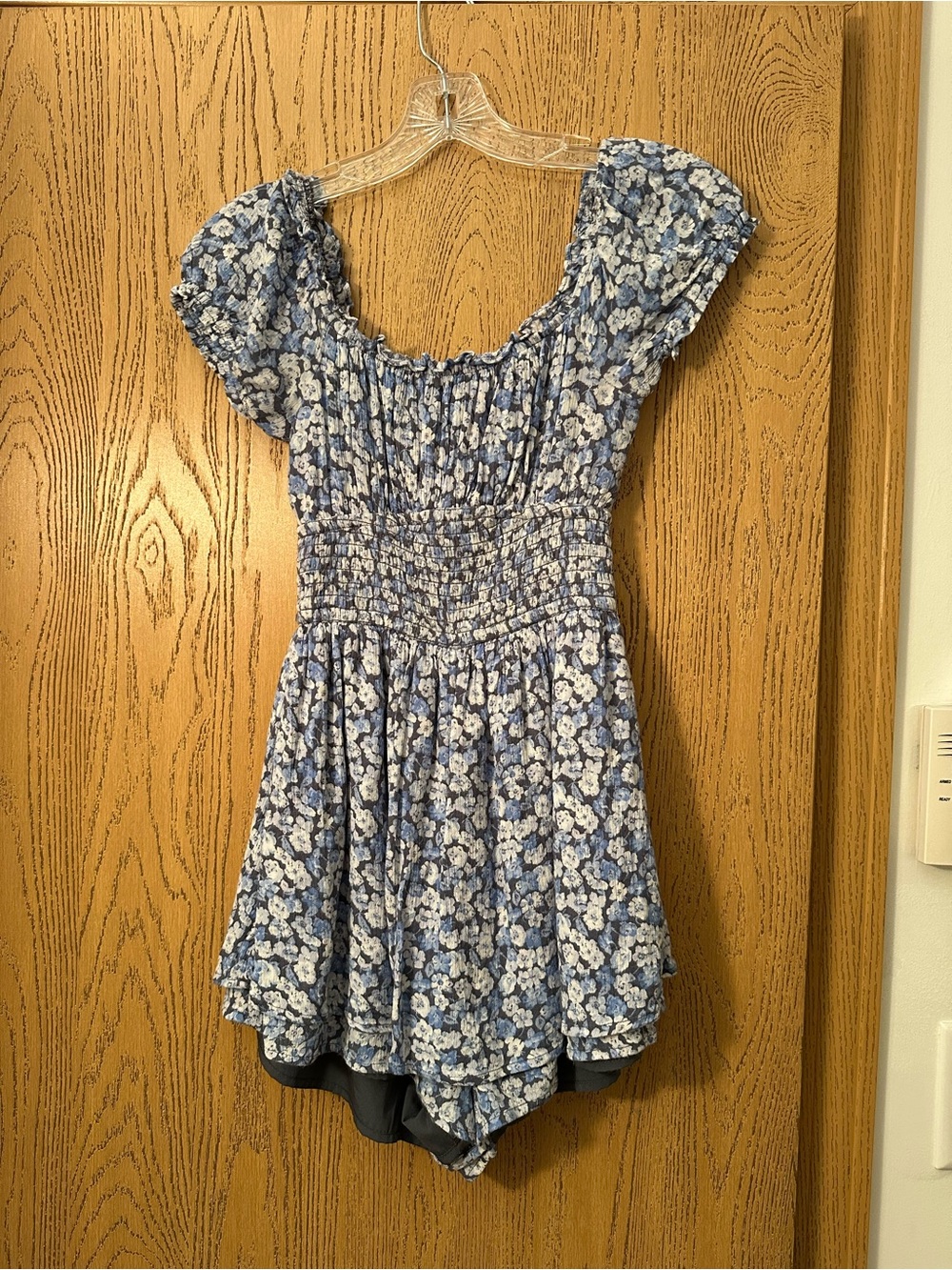 Hollister Blue and White Floral Smocked Top Skort